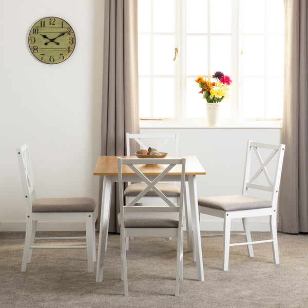 Balfour 1+4 Dining Set - White/Oak Effect/Grey Fabric image 1