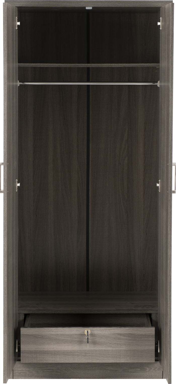 Lisbon 2 Door Wardrobe - Black Wood Grain image 5