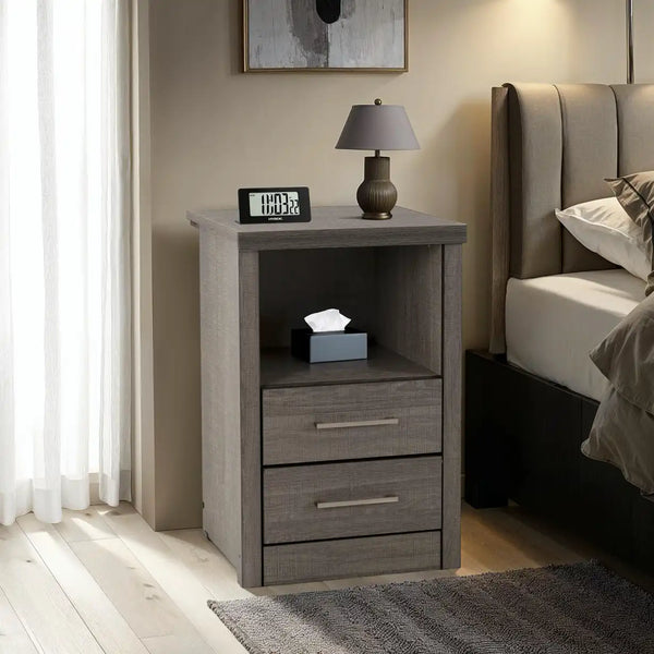 Lisbon 2 Drawer 1 Shelf Bedside - Black Wood Grain image 1