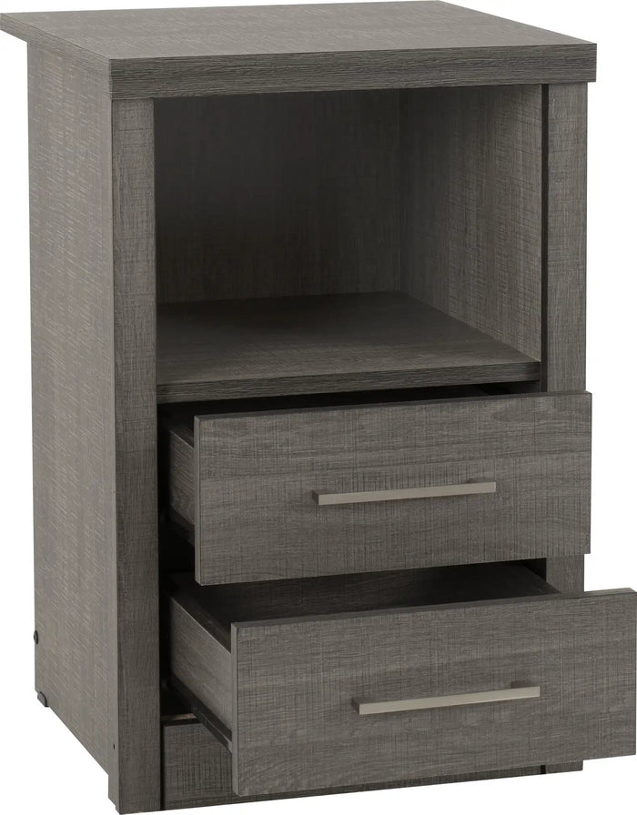 Lisbon 2 Drawer 1 Shelf Bedside - Black Wood Grain image 3