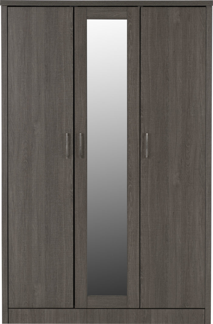 Lisbon 3 Door Wardrobe - Black Wood Grain image 3