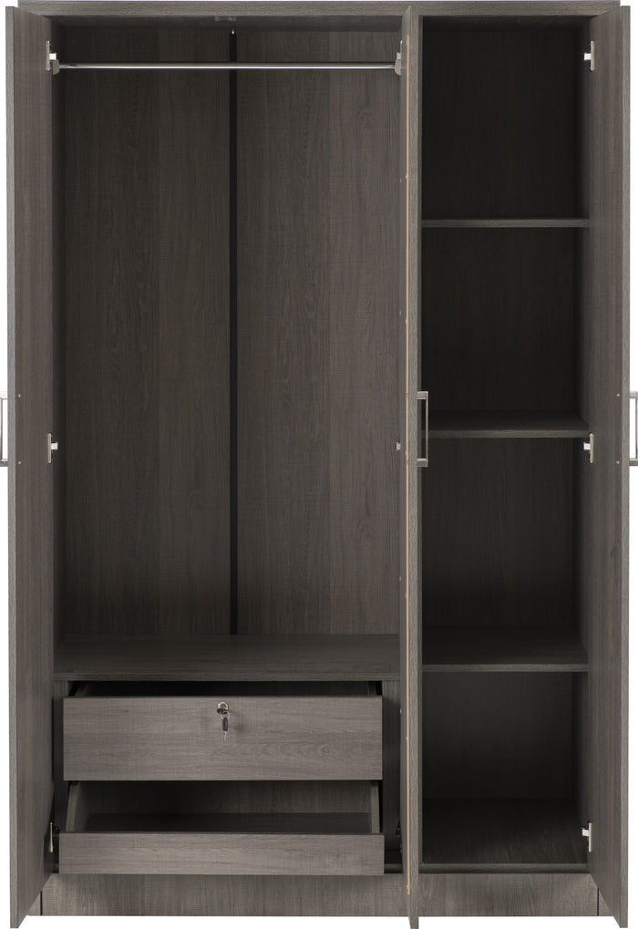 Lisbon 3 Door Wardrobe - Black Wood Grain image 4