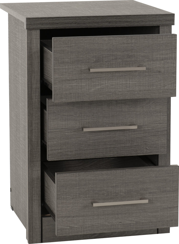 Lisbon 3 Drawer Bedside Chest - Black Wood Grain image 3