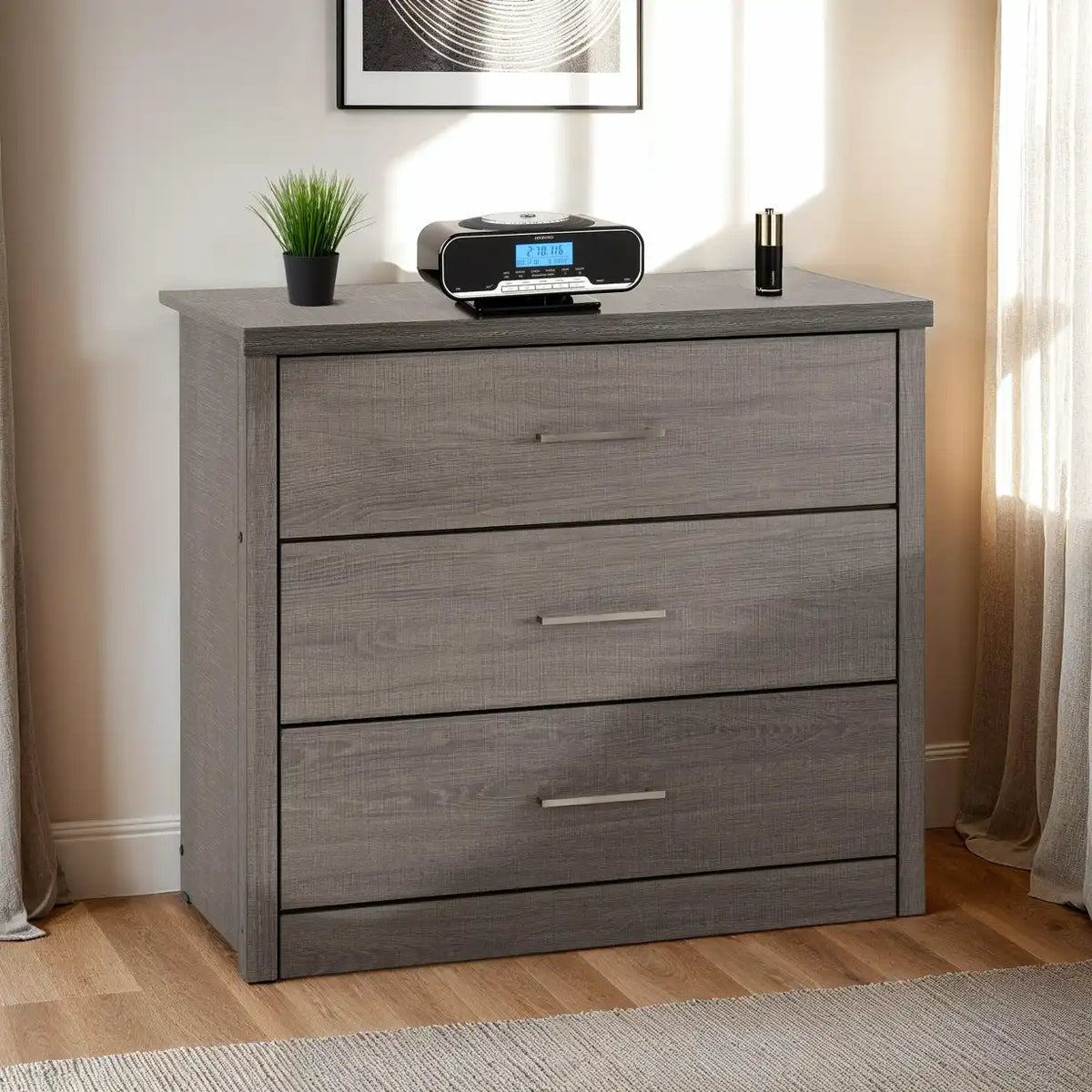 Lisbon 3 Drawer Chest - Black Wood Grain image 1