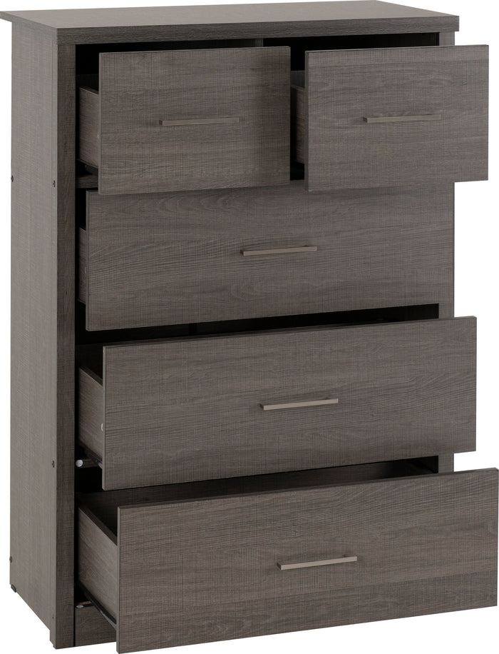 Lisbon 3+2 Drawer Chest - Black Wood Grain image 3