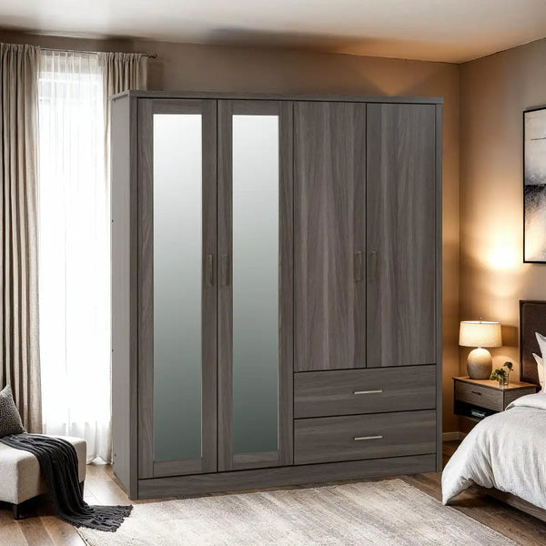 Lisbon 4 Door Wardrobe - Black Wood Grain image 1
