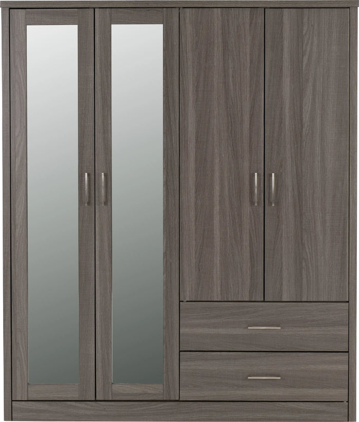 Lisbon 4 Door Wardrobe - Black Wood Grain image 3