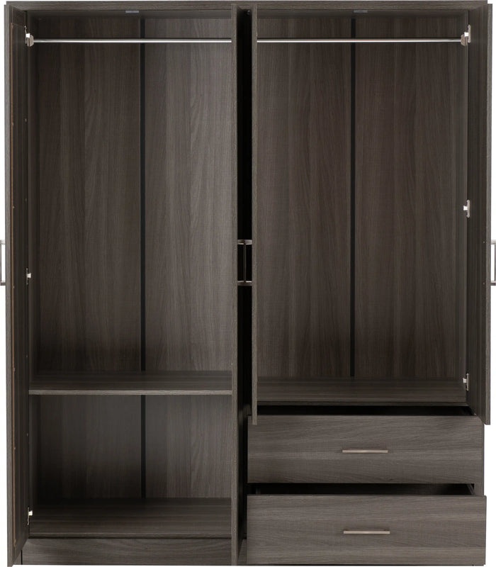 Lisbon 4 Door Wardrobe - Black Wood Grain image 4