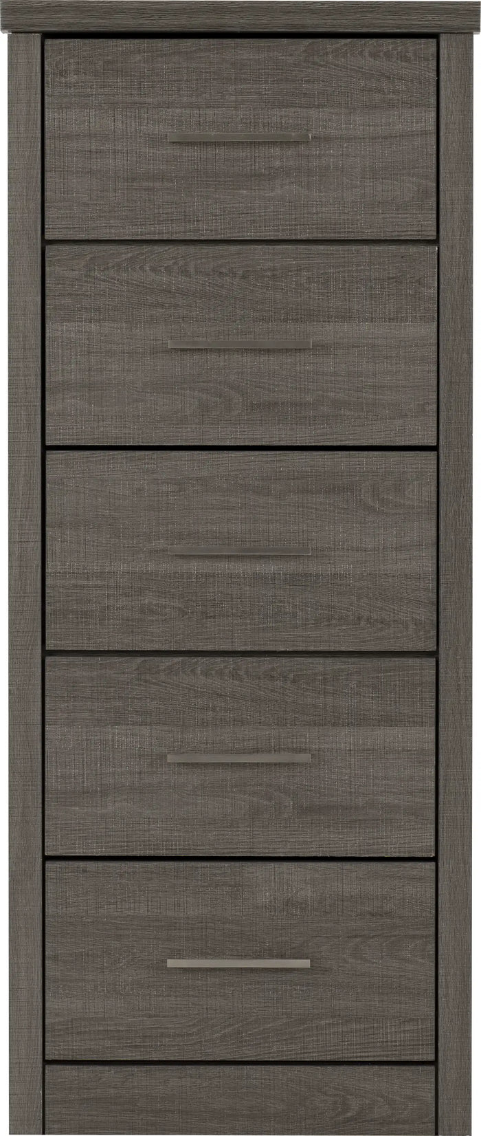 Lisbon 5 Drawer Narrow Chest - Black Wood Grain image 4