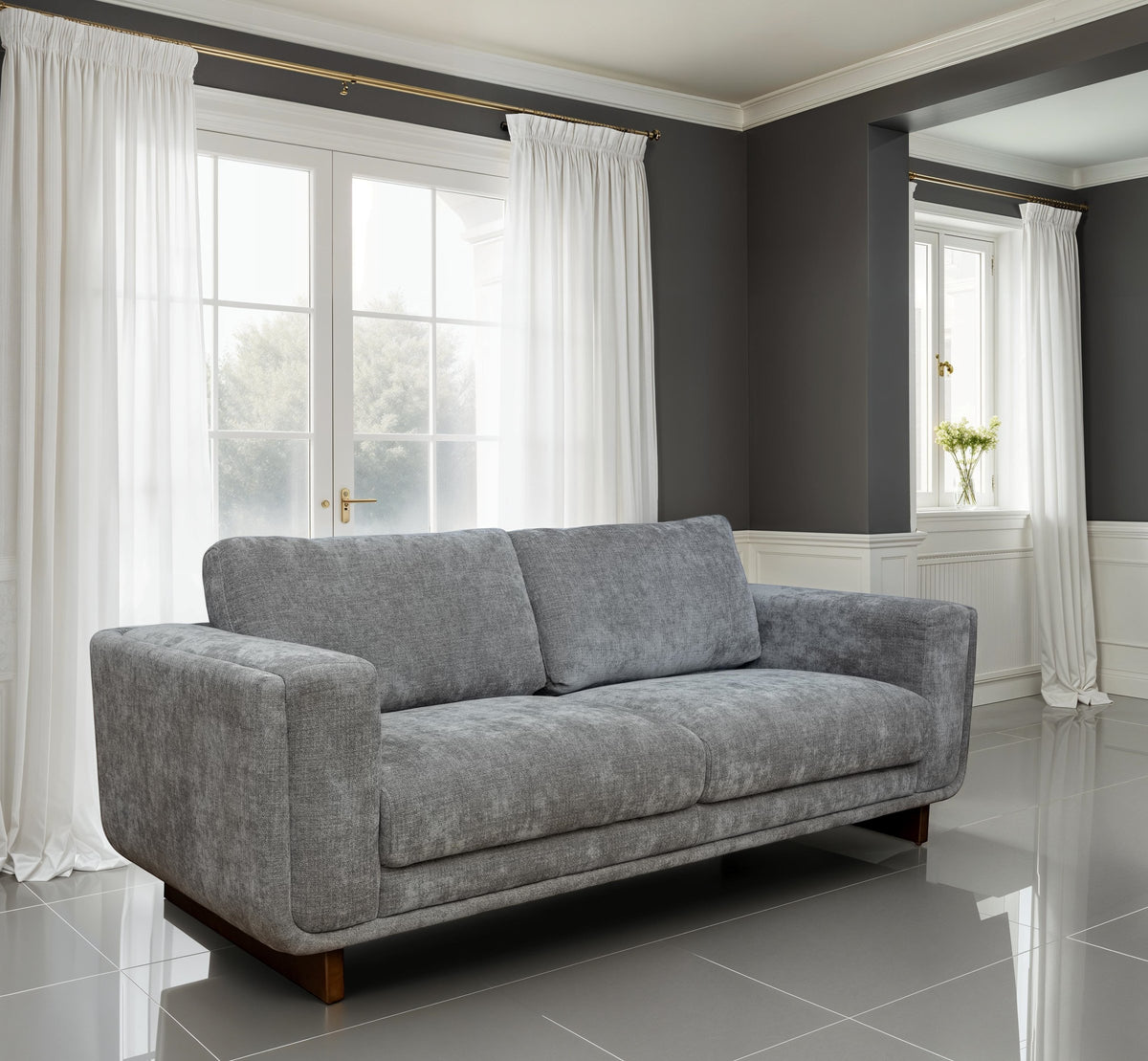 Selby 3 Seater Sofa - Grey image 1 - sel03grey lifestyle